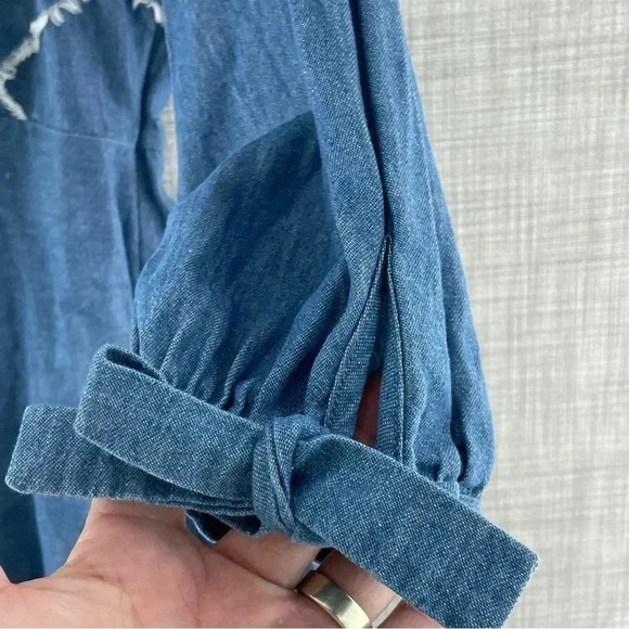 Ryu Size Large 3/4 Sleeve mini scatter dress Women's 8562 - Picture 4 of 10